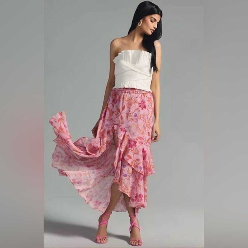 Nwt Misa Los Angeles Anthropologie Seva Maxi Skirt Xs Fire Florals